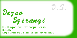 dezso sziranyi business card