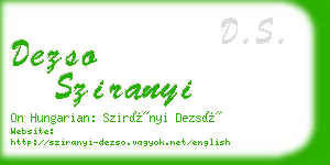 dezso sziranyi business card